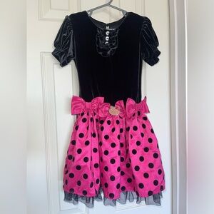 Sanrio Hello Kitty Girl’s Black and Pink Polka Dot Size 5 Y2K Dress